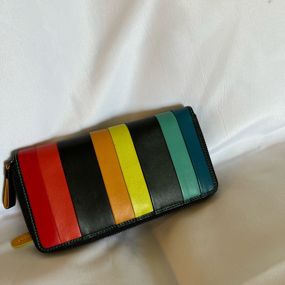Multi colored leather wallet